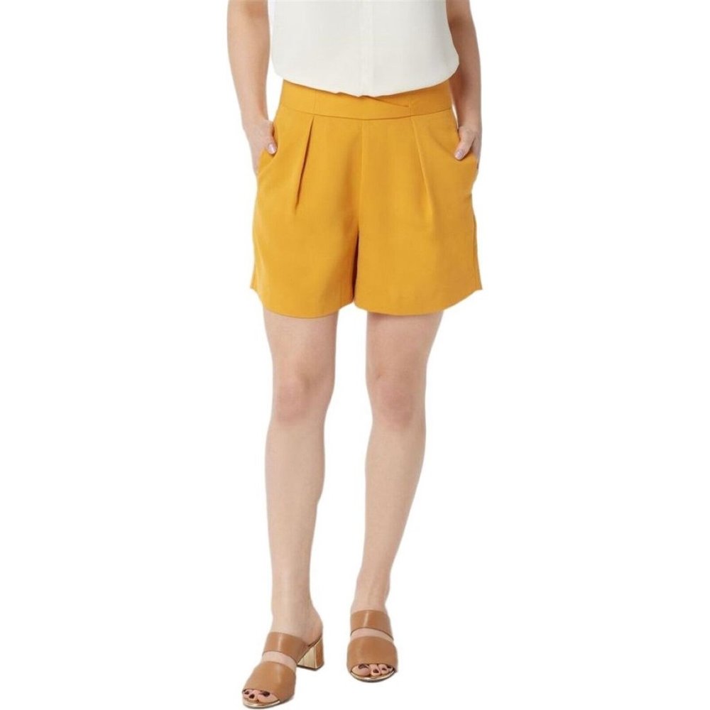 NWT DU JOUR HIGH-WAISTED SEAMING SHORTS SUNFLOWER 12
